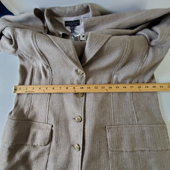 Peruvian Connection Linen Blend Blazer Size14 Old Money Sandstone Jacket NEW - Picture 9 of 16